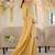 Yellow silk blend embroidered kurta trouser dupatta set