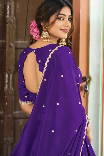 Purple Art Silk Embroidery Sequin work Lehenga Choli with Dupatta For Women 