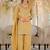 Yellow silk blend embroidered kurta trouser dupatta set