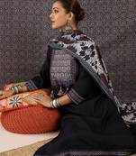 Black pure cotton printed kurta trouser dupatta set
