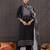 Black pure cotton printed kurta trouser dupatta set