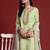 Green pure cotton embroidered kurta trouser dupatta set