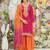 Pink silk blend embroidered kurta trouser dupatta set