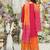 Pink silk blend embroidered kurta trouser dupatta set
