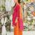 Pink silk blend embroidered kurta trouser dupatta set