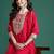 Pink silk blend printed kurta trouser dupatta set