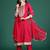 Pink silk blend printed kurta trouser dupatta set