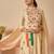 Cream silk blend embroidered kurta trouser dupatta set