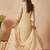Cream silk blend embroidered kurta trouser dupatta set