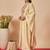 Cream silk blend embroidered kurta trouser dupatta set