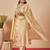 Cream silk blend embroidered kurta trouser dupatta set