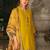 Yellow silk blend embroidered kurta trouser dupatta set