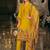 Yellow silk blend embroidered kurta trouser dupatta set