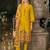 Yellow silk blend embroidered kurta trouser dupatta set
