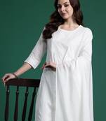 White pure cotton embroidered kurta trouser dupatta set