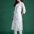 White pure cotton embroidered kurta trouser dupatta set