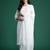 White pure cotton embroidered kurta trouser dupatta set