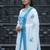 White viscose rayon embroidered kurta trouser dupatta set