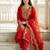 Red liva embroidered kurta trouser dupatta set