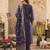 Purple silk blend embroidered kurta trouser dupatta set