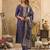 Purple silk blend embroidered kurta trouser dupatta set