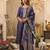 Purple silk blend embroidered kurta trouser dupatta set