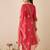 Red silk blend embroidered kurta trouser dupatta set