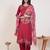 Pink viscose rayon embroidered kurta trouser dupatta set