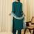 Teal viscose rayon embroidered kurta trouser dupatta set