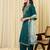 Teal viscose rayon embroidered kurta trouser dupatta set