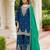 Navy blue chinon embroidered kurta trouser dupatta set