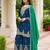 Navy blue chinon embroidered kurta trouser dupatta set