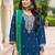 Navy blue chinon embroidered kurta trouser dupatta set