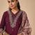 Burgundy viscose rayon embroidered kurta trouser dupatta set