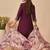 Burgundy viscose rayon embroidered kurta trouser dupatta set
