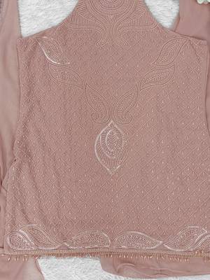 Peach georgette beads work palazzo suit set 4