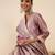 Lavender silk blend printed kurta trouser dupatta set