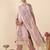 Lavender silk blend printed kurta trouser dupatta set