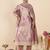 Lavender silk blend printed kurta trouser dupatta set