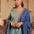 Sea green silk blend embroidered kurta trouser dupatta set