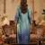 Sea green silk blend embroidered kurta trouser dupatta set