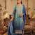 Sea green silk blend embroidered kurta trouser dupatta set