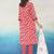 Red pure cotton printed kurta trouser dupatta set