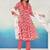 Red pure cotton printed kurta trouser dupatta set