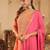 Orange silk blend embroidered kurta trouser dupatta set