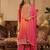 Orange silk blend embroidered kurta trouser dupatta set