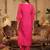 Pink liva embroidered kurta trouser dupatta set