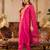 Pink liva embroidered kurta trouser dupatta set