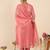 Orange silk blend embroidered kurta trouser dupatta set