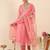Orange silk blend embroidered kurta trouser dupatta set